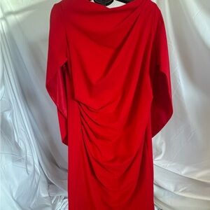 Betsy & Adam Vibrant Red Asymmetrical Dress